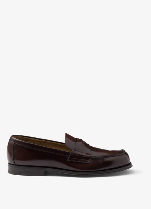 Prada Loafer van leer met logo  - voorkant 6 donkerbruin
