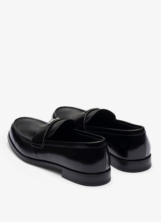 Prada Loafer van leer met logo  - achterkant 3 zwart