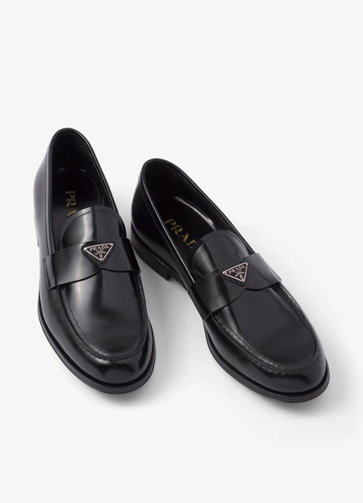 Prada Loafer van leer met logo  - detail 4 zwart