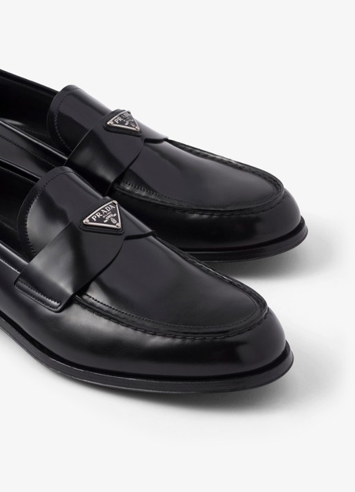 Prada Loafer van leer met logo  - detail 5 zwart