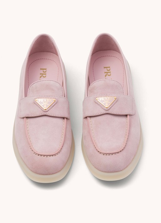 Prada Loafer van suède met logo - detail 3 roze