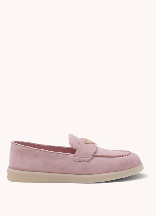Prada Loafer van suède met logo - voorkant 2 roze