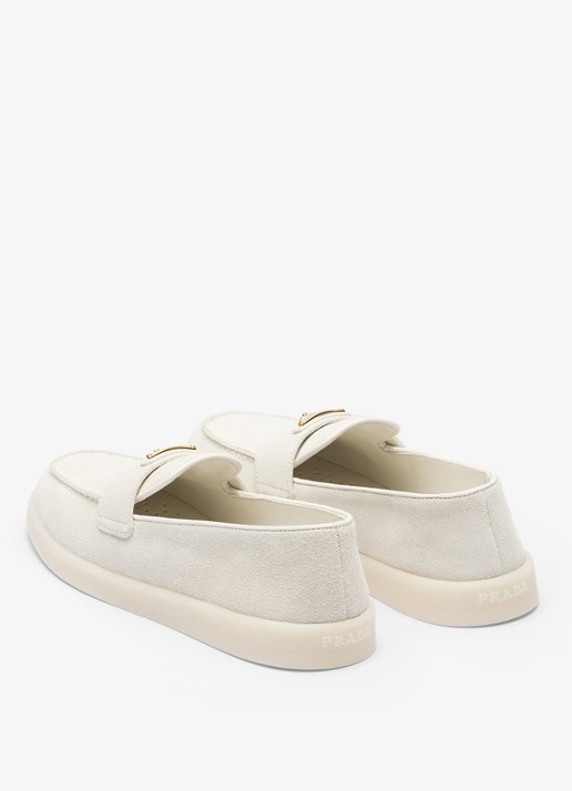 Prada Loafer van suède met logo - achterkant 3 ivoor
