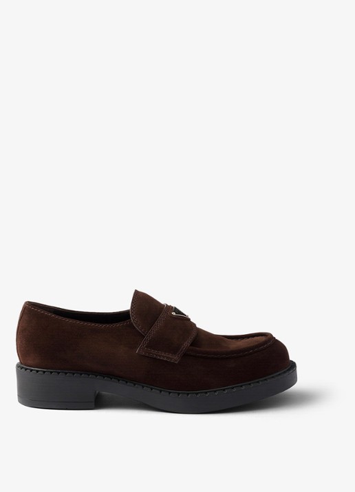 Prada Loafer van suède met logo