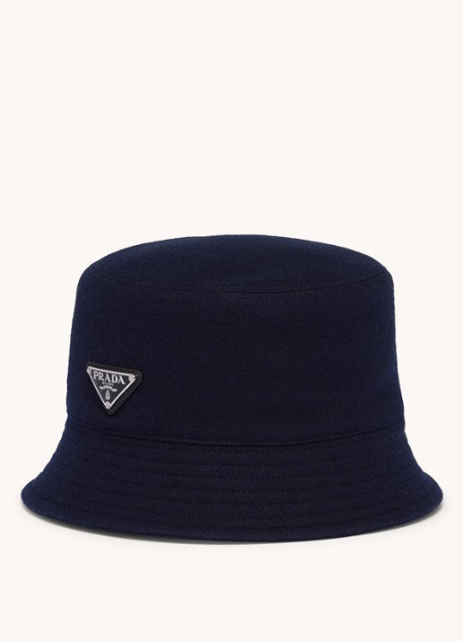 Prada Loden bucket hoed van wol - voorkant 4 donkerblauw