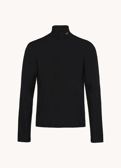 Prada Longsleeve met col en logo - voorkant 2 zwart