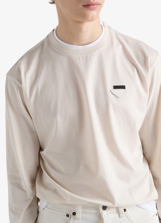 Prada Longsleeve met contrast - detail 2 gebroken wit