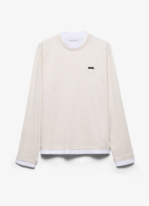 Prada Longsleeve met contrast - voorkant 5 gebroken wit