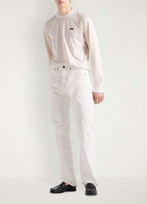 Prada Longsleeve met contrast - voorkant 6 gebroken wit
