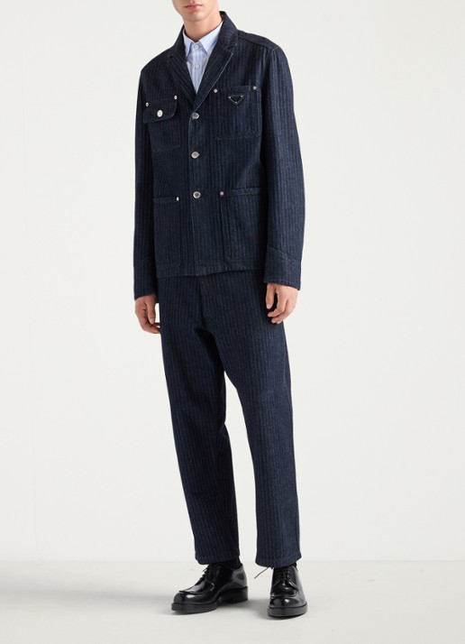 Prada Loose fit jeans met donkere wassing - voorkant 3 indigo