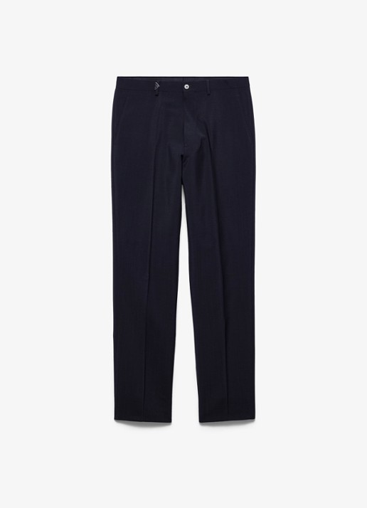 Prada Loose fit pantalon van scheerwol - voorkant 4 donkerblauw