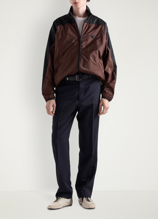 Prada Loose fit pantalon van scheerwol - voorkant 5 donkerblauw