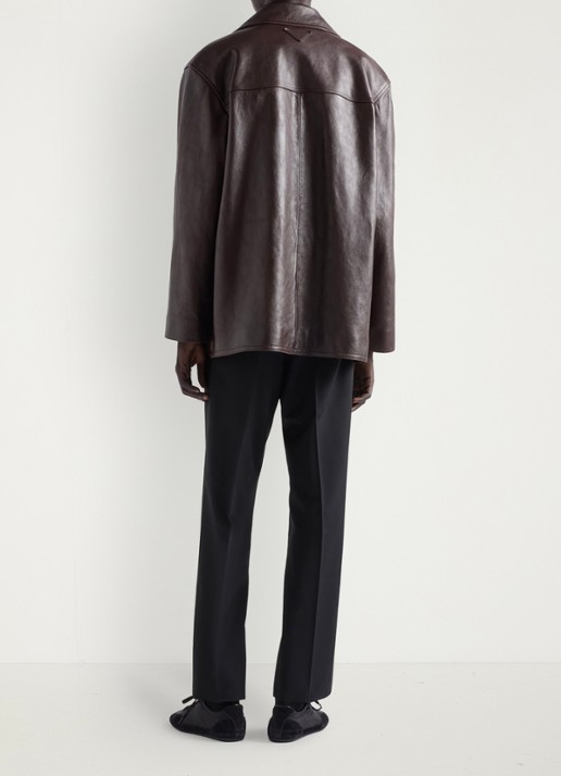 Prada Loose fit pantalon van scheerwol - achterkant zwart