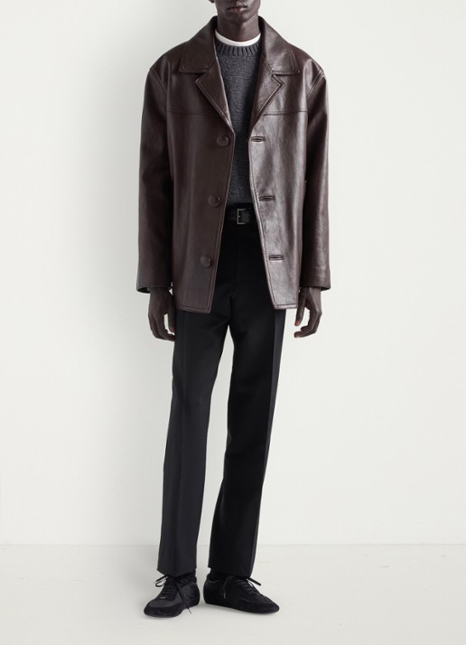 Prada Loose fit pantalon van scheerwol - voorkant 5 zwart