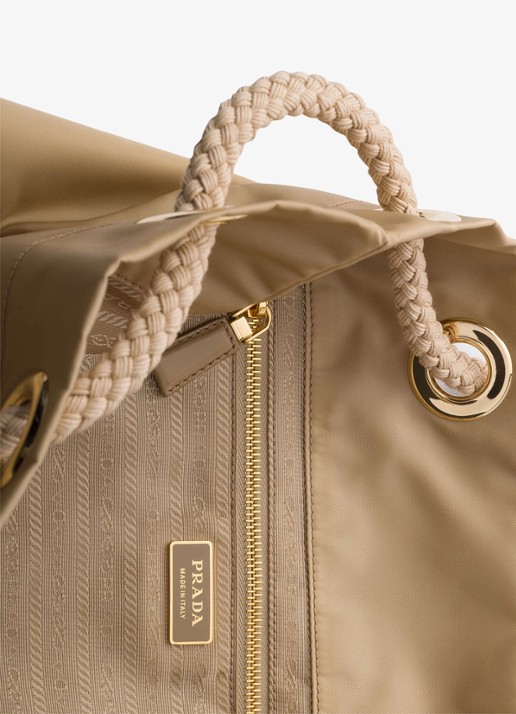 Prada Mariner Re-Nylon Large schoudertas met logo - detail 5 beige