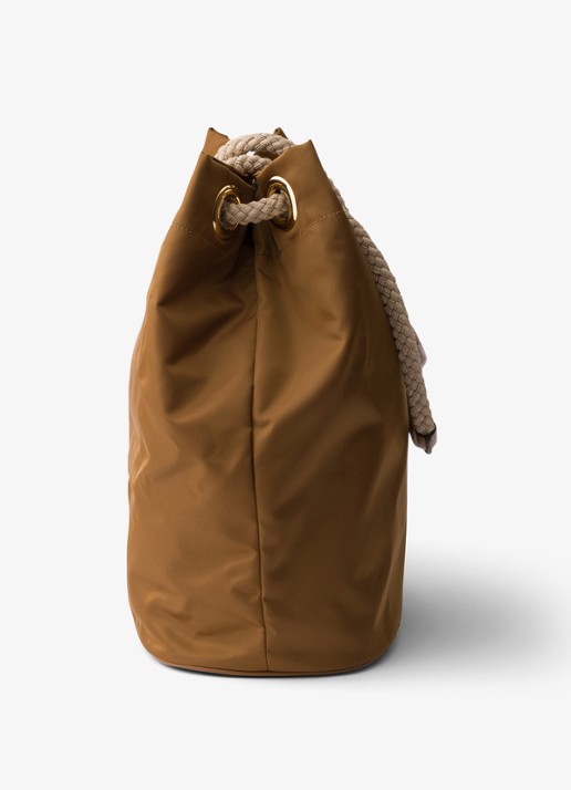 Prada Mariner Re-Nylon Large schoudertas met logo - detail 4 camel