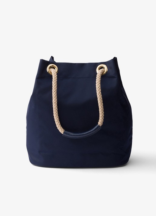 Prada Mariner Re-Nylon Large schoudertas met logo - achterkant 7 donkerblauw