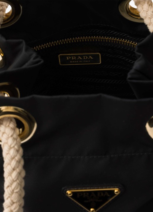 Prada Mariner Re-Nylon Small schoudertas met logo - detail zwart