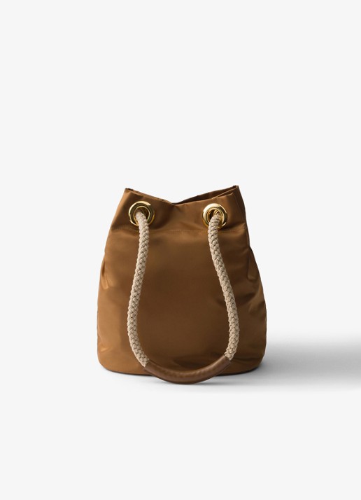 Prada Mariner Re-Nylon Small schoudertas met logo - achterkant 5 camel