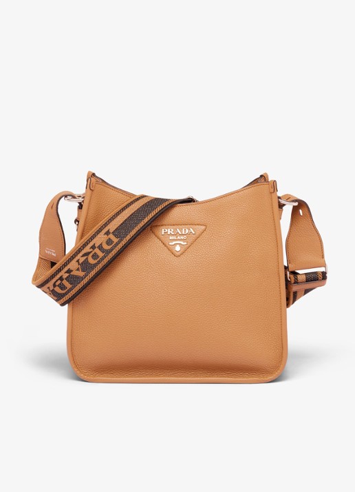 Prada Medium schoudertas van kalfsleer - voorkant cognac