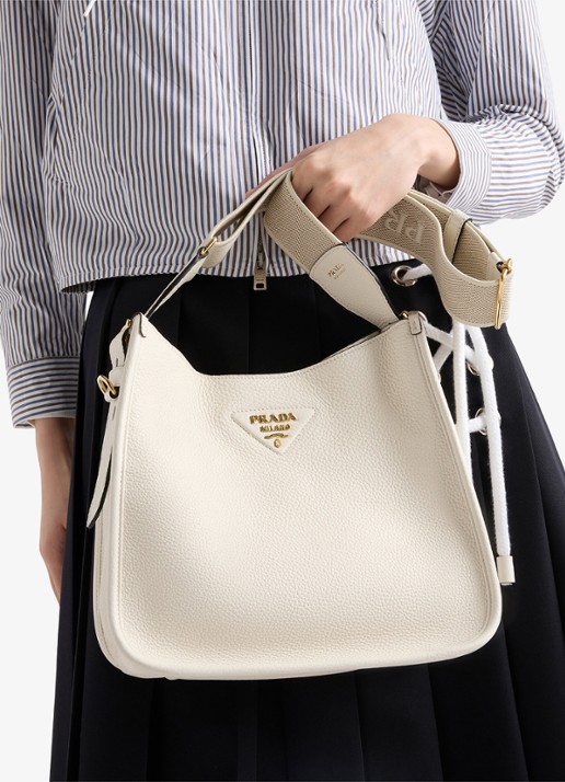 Prada Medium schoudertas van kalfsleer - detail 5 wit