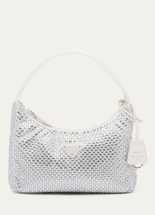 Prada Mini-Bag handtas van satijn - voorkant wit