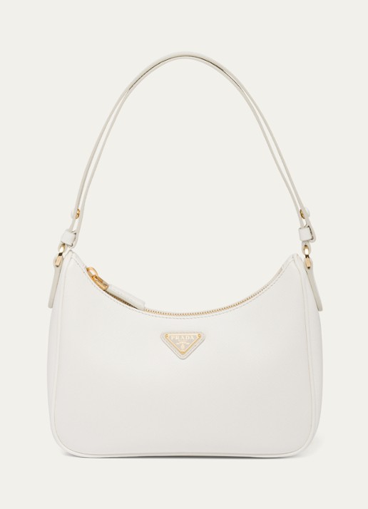 Prada Mini-Bag schoudertas van leer - voorkant gebroken wit