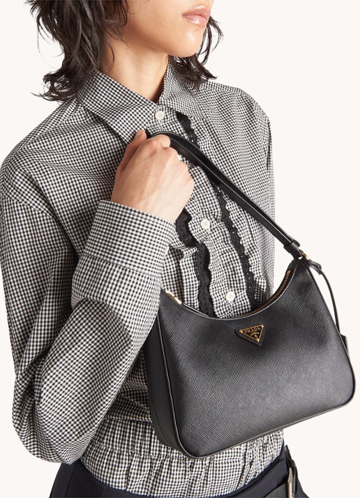 Prada Mini-Bag schoudertas van leer - voorkant 2 zwart