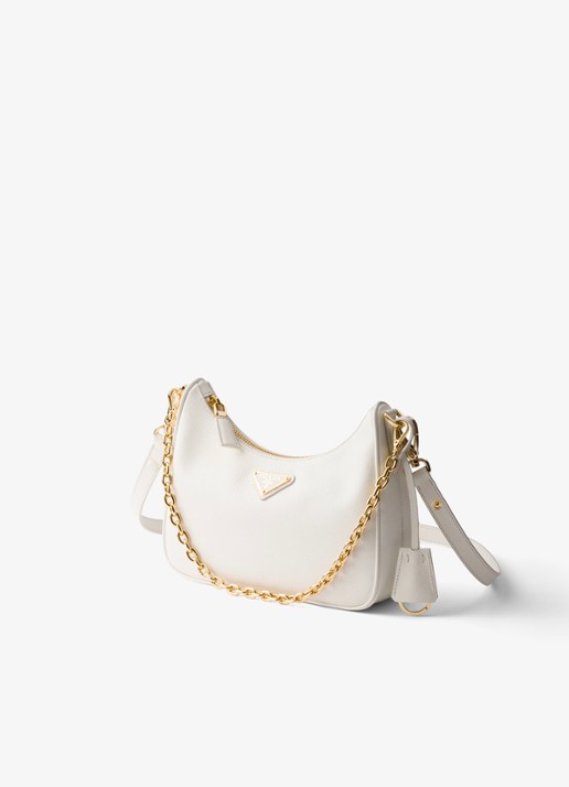Prada Mini-Bag schoudertas van leer - voorkant 3 gebroken wit