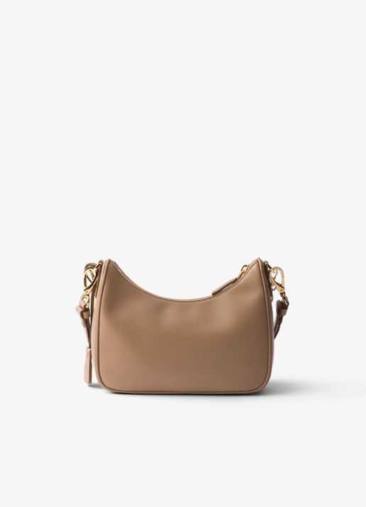 Prada Mini-Bag schoudertas van leer - achterkant lichtbruin