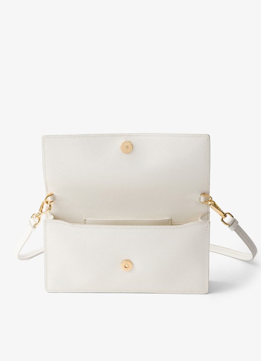 Prada Mini clutch van leer met afneembare schouderriem - detail 4 wit