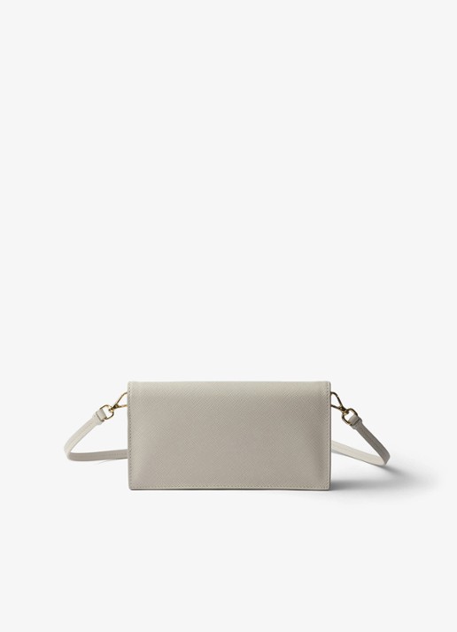 Prada Mini clutch van leer met afneembare schouderriem - achterkant 6 lichtgrijs