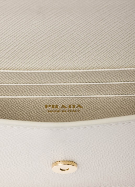 Prada Mini clutch van leer met afneembare schouderriem - detail 2 lichtgrijs