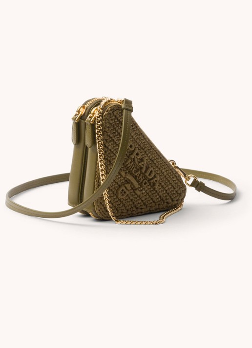 Prada Mini crossbodytas met leren details - voorkant 2 olijfgroen
