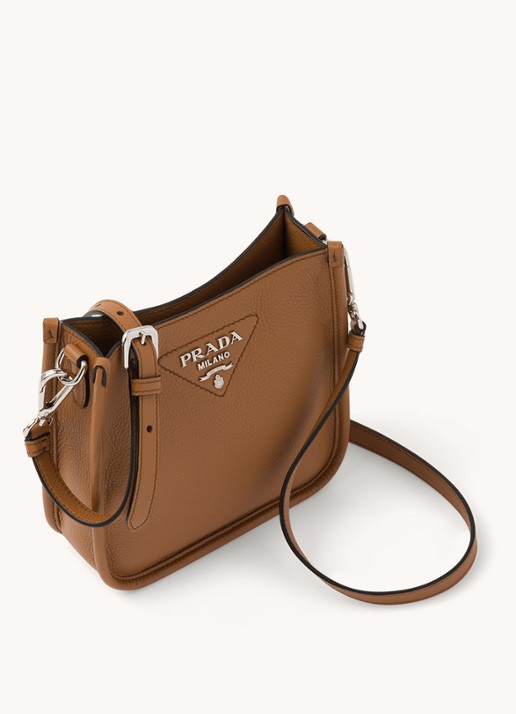 Prada Mini schoudertas van leer - achterkant cognac