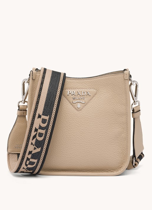 Prada Mini schoudertas van leer - voorkant zand