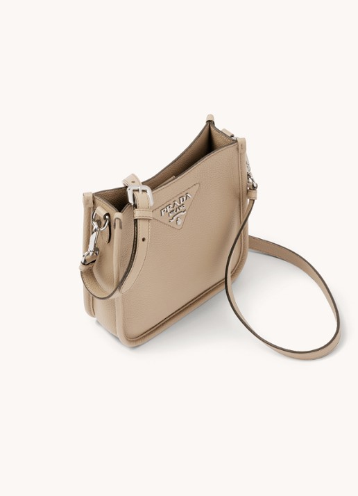 Prada Mini schoudertas van leer - voorkant 2 zand