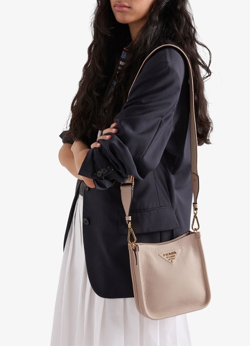 Prada Mini schoudertas van leer - voorkant 2 taupe