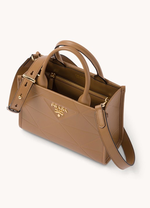 Prada Mini Symbole handtas van leer - achterkant 3 camel