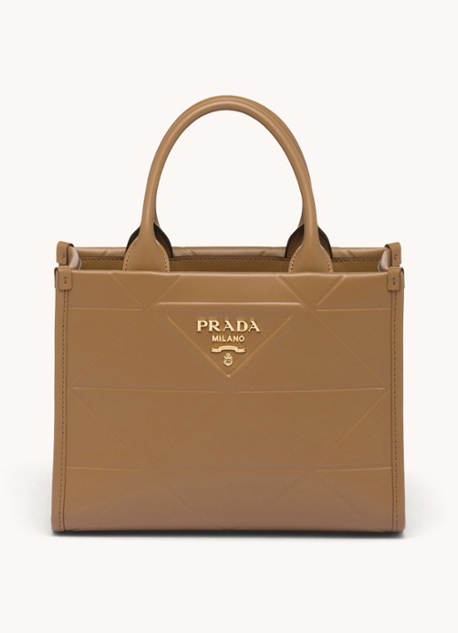 Prada Mini Symbole handtas van leer - voorkant camel