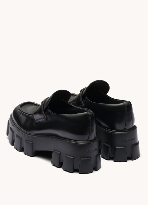 Prada Monolith loafer van leer met plateauzool - detail 2 zwart