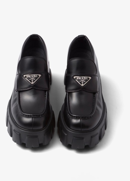 Prada Monolith loafer van leer met plateauzool - detail 5 zwart