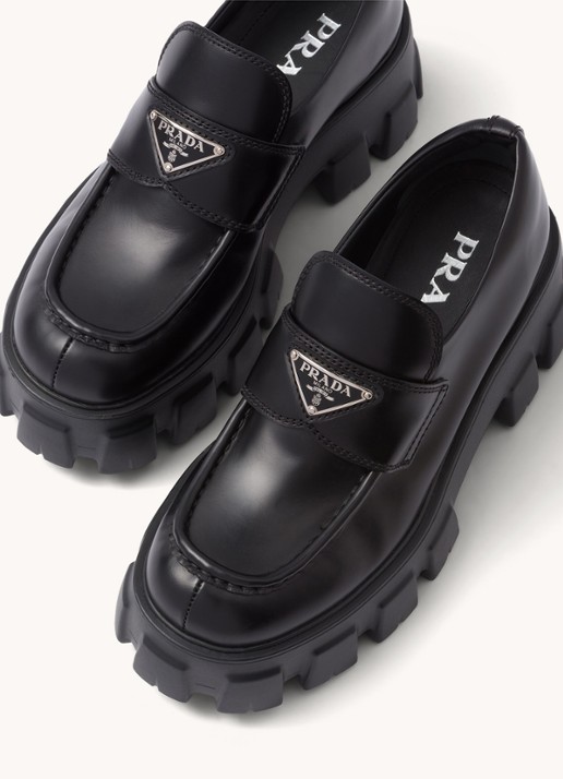 Prada Monolith loafer van leer met plateauzool - detail 3 zwart