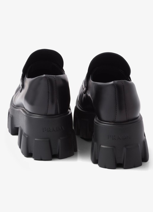 Prada Monolith loafer van leer met plateauzool - detail 7 zwart