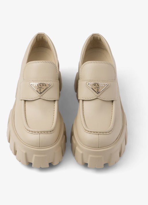 Prada Monolith loafer van leer met plateauzool - detail 4 beige