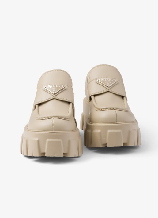 Prada Monolith loafer van leer met plateauzool - detail 6 beige