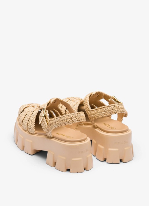 Prada Monolith sandaal met logo - achterkant 3 beige