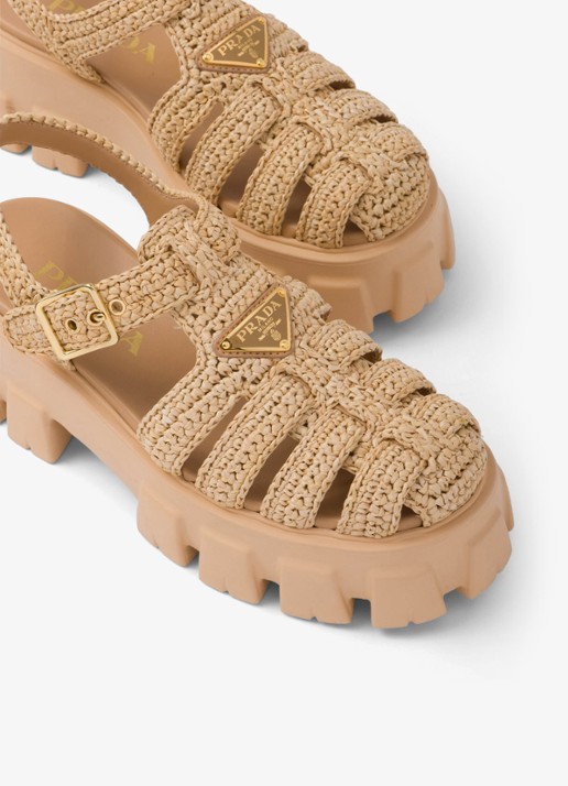 Prada Monolith sandaal met logo - detail 6 beige