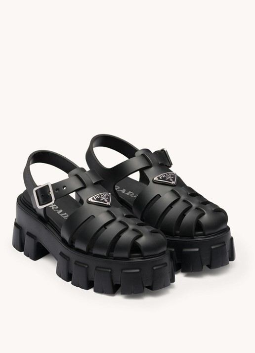 Prada Monolith sandaal van rubber met logo