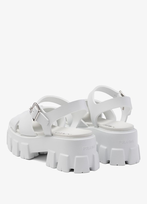 Prada Monolith sandaal van rubber met logo - achterkant 3 wit